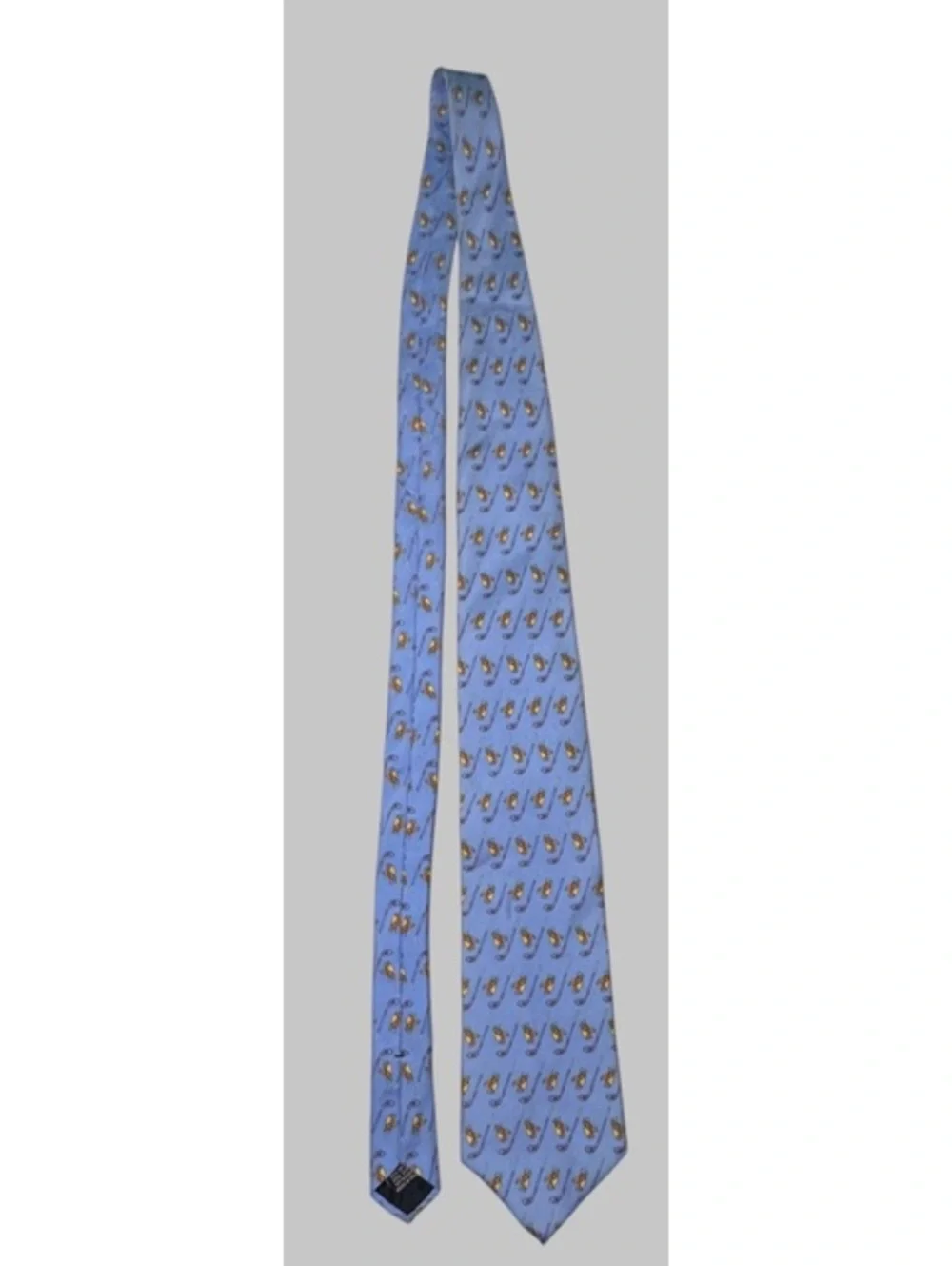 Louis Dell’Olio Golf Tie 100% Silk Made Italy Blue Golf Clubs Bags Necktie
